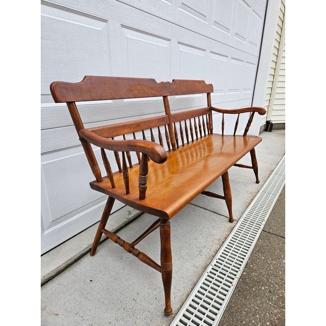 Ethan Allen Ethan Allen Heirloom Maple Bench - Three Seat For Sale - Image 4 of 15