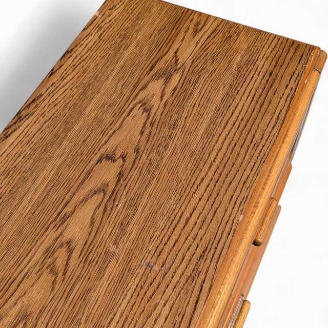 Postmodern Faux-Oak Laminate Dresser With Woven Drawer Insets, 1980s, Rattan For Sale - Image 15 of 18