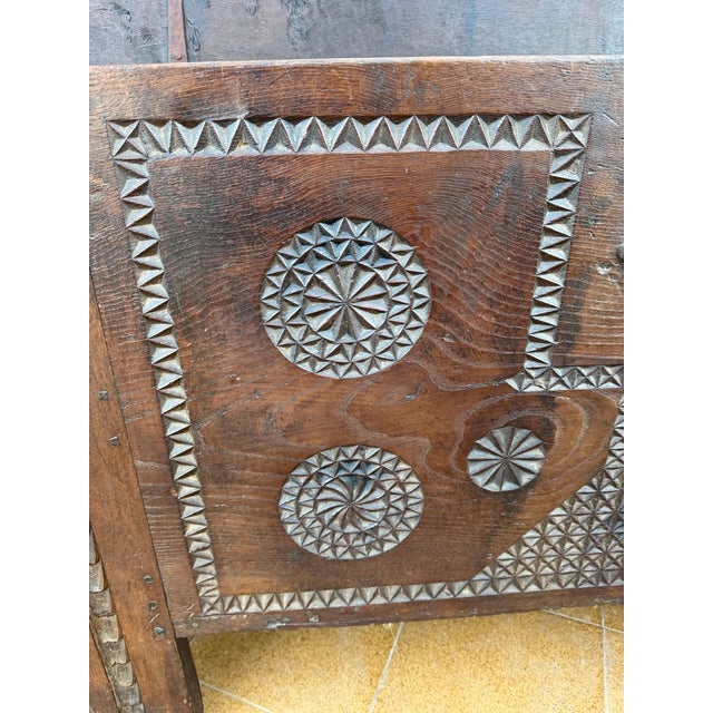 Antique Spanish Carved Wooden Chest with Geometric Motifs, 1850 For Sale - Image 13 of 15