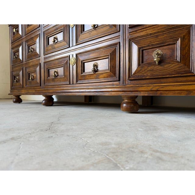 1970 Henredon Traditional English Brutalist Style Folio Nine-Drawer Triple Dresser For Sale - Image 9 of 17