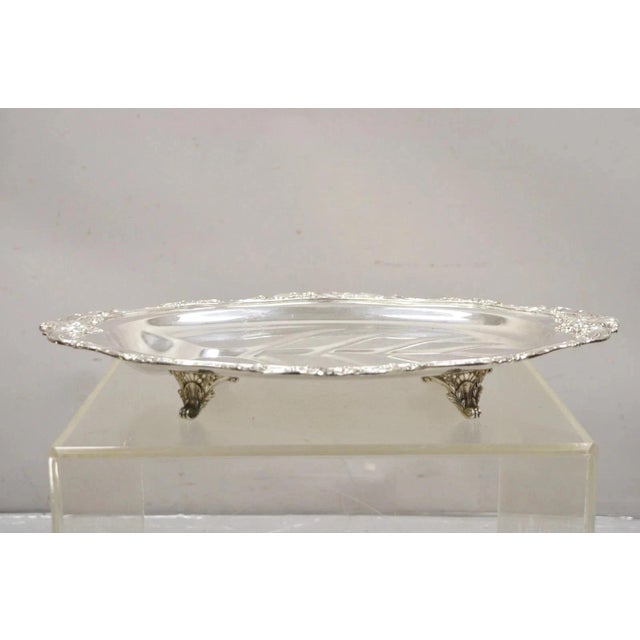 Traditional Vintage Baroque by Wallace 259 Silver Plated Meat Cutlery Serving Platter Tray For Sale - Image 3 of 11