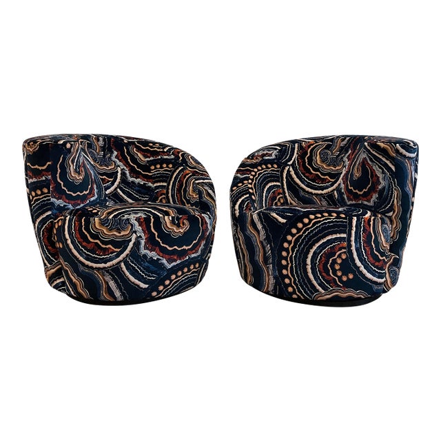 1980s Pair of Nautilus Swivel Chairs by Vladimir Kagan for Directional For Sale
