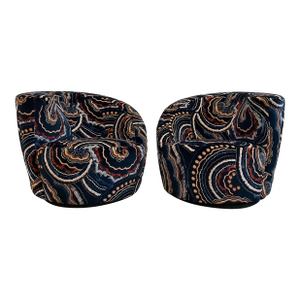 1980s Pair of Nautilus Swivel Chairs by Vladimir Kagan for Directional