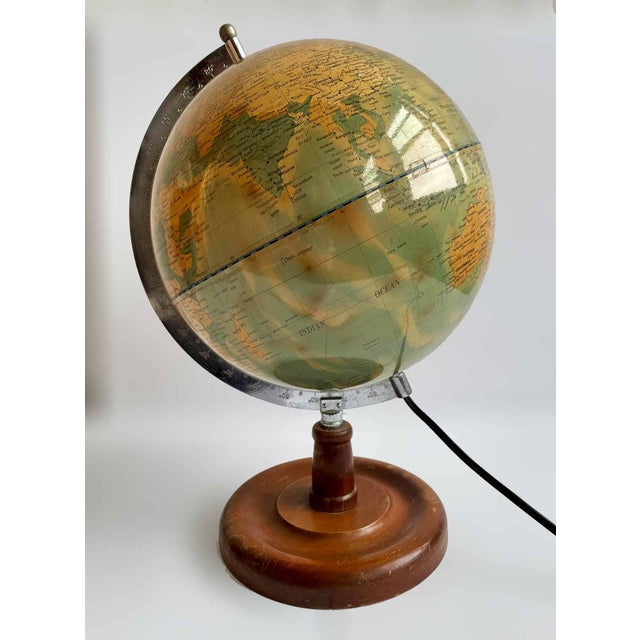 Wood Globe Vintage Illuminated For Sale - Image 7 of 7