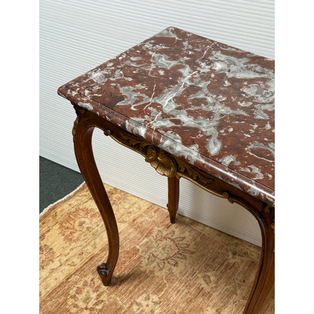Antique French Louis XV Rouge Griotte Marble Top Accent Table For Sale - Image 11 of 12