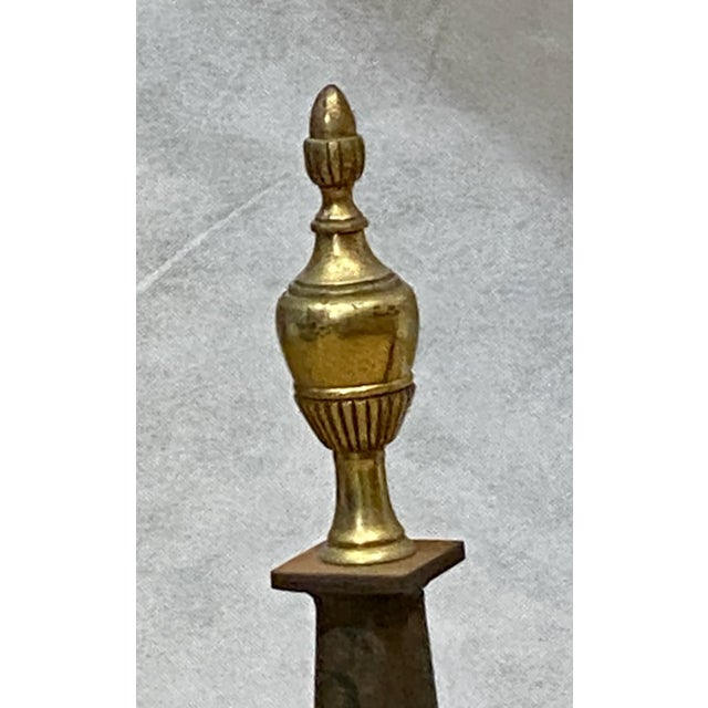 Traditional Antique-Style Hand-Forged Iron and Brass Andirons With Urn Finials – Pair For Sale - Image 3 of 8