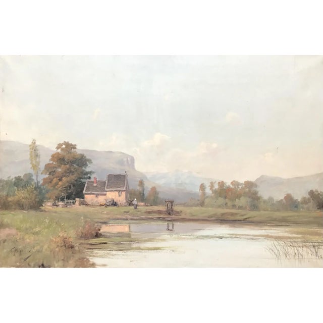 Emile Godchaux, Paysage animé, 1907, Oil on Canvas For Sale - Image 8 of 8