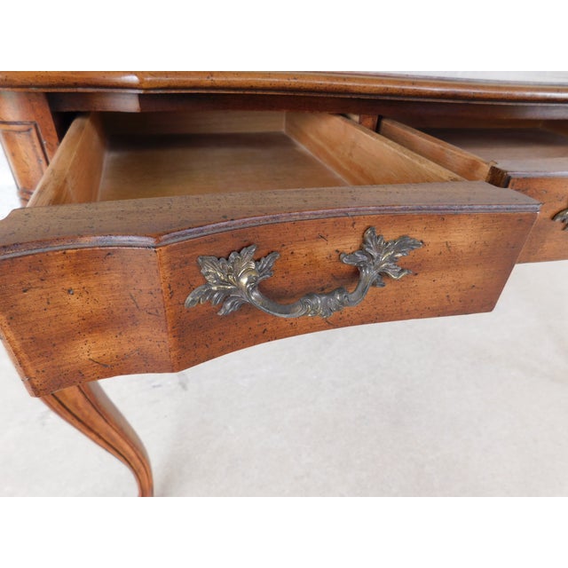Late 20th Century Weiman Tables French Louis XV Style ⁣⁣⁣Parquetry Inlaid Writing Desk 52"w For Sale - Image 5 of 18