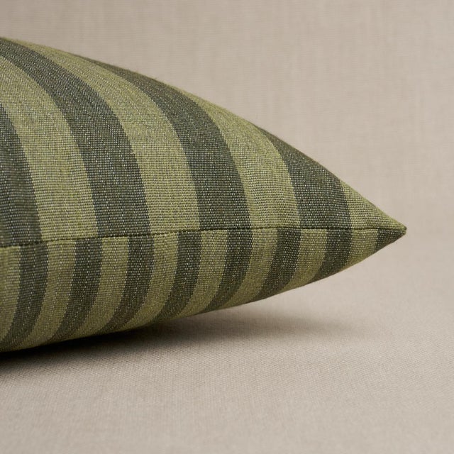 2020s Schumacher Hanson I/O Stripe 20" Pillow In Green For Sale - Image 5 of 5