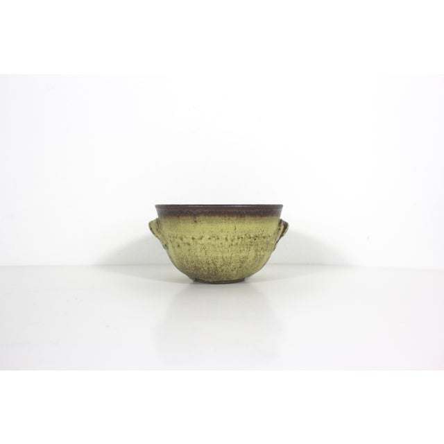 Ceramic Vintage Studio Pottery Bowl With Handles For Sale - Image 7 of 11
