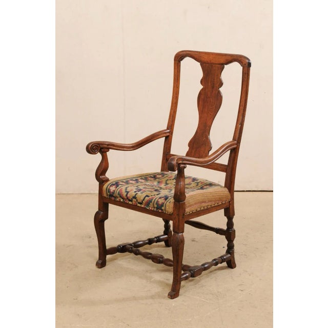Early 18th Century 18th Century Vintage Swedish Rococo Arm Chair with Allmoge Seat For Sale - Image 5 of 12
