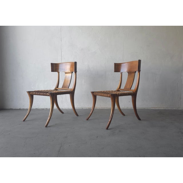 Animal Skin Pair of Mid Century Klismos Chairs by Robsjohn-Gibbings for Sardis For Sale - Image 7 of 12