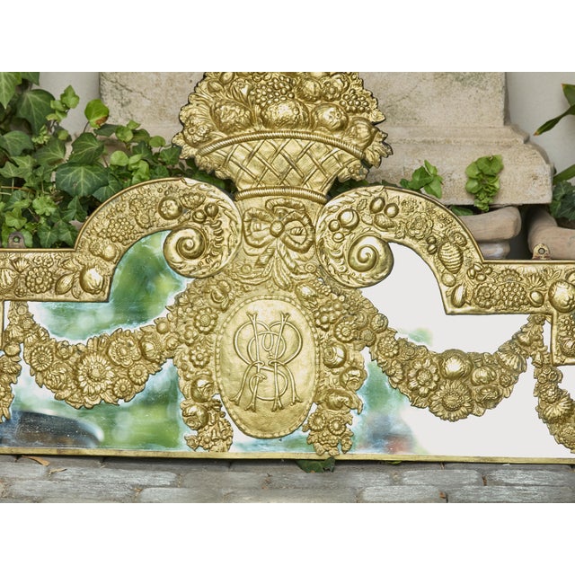 Metal English 19th Century Brass and Mirror Architectural Element with Floral Decor For Sale - Image 7 of 12