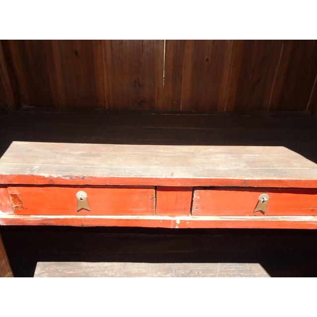 Antique Chinese Asian Red Lacquer Butterfly Cabinet ~ Wedding Storage Chest For Sale - Image 9 of 16