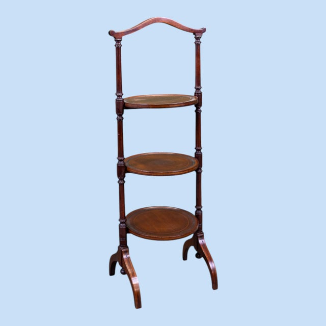 Victorian Late 19th Century Victorian English 3-Tier Cake Stand in Mahogany With Satinwood Stringing For Sale - Image 3 of 13