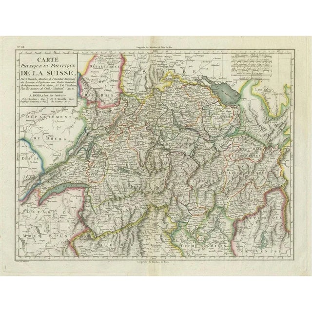 Late 18th Century Physical & Political Map of Switzerland Mentelle Atlas, 1797 For Sale - Image 8 of 8