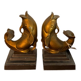 Frankart Art Deco Dolphin Bookends For Sale