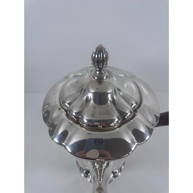 Wood Vintage Forbes Silver Co. Silverplate Coffee Pot With Scalloped Lid and Wood Handle For Sale - Image 7 of 11