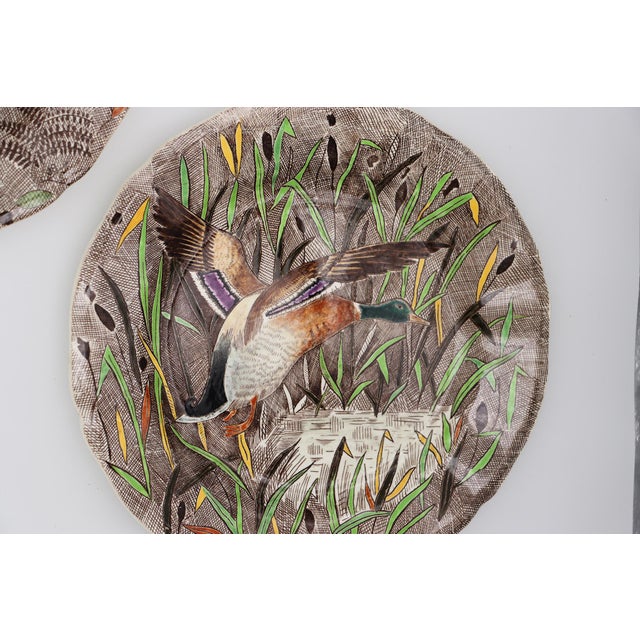 1960s Set of Five Gien France Rambouillet Dinner Plates Hare, Hand-Painted, Earthenware For Sale - Image 10 of 17