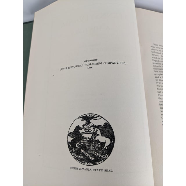 Textile 1926–1933 Pennsylvania History Books, Green & Navy Blue With Gilt, Set of 2 For Sale - Image 7 of 10
