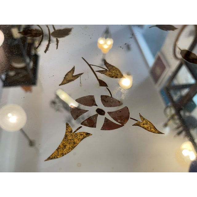 Art Deco Eglomise Blue Mirrored Top Side-Table, Attrib. to Jules Leleu For Sale - Image 14 of 18