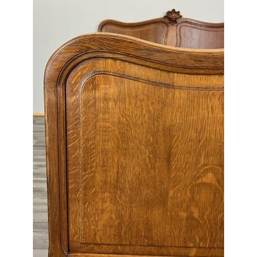 Vintage French Louis Style Oak Double Bed Frame with Carved Headboard For Sale - Image 5 of 13