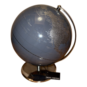 Vintage MCM Drexel Heritage World Silver Globe Chrome Metal Base