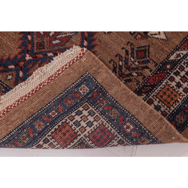 Antique Narrow and Long Diamond Medallions Motifs Persian Hamadan Wool Runner For Sale - Image 4 of 4