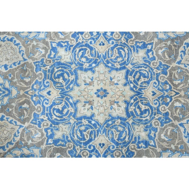 1970s Vintage Persian Handmade Wool Cotton Blue Area Rug For Sale - Image 9 of 11