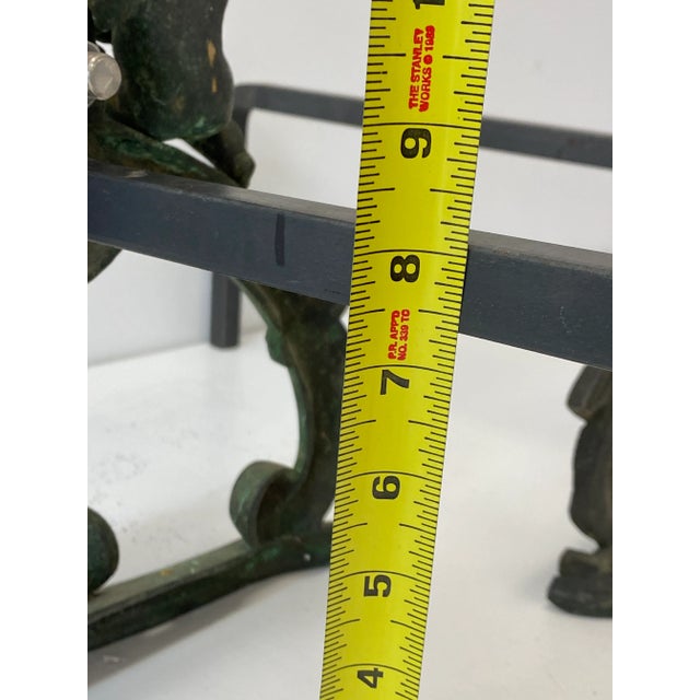 Mid 19th Century Cast Iron Figural Nude, Cherub and Lions Head Andirons For Sale - Image 11 of 12