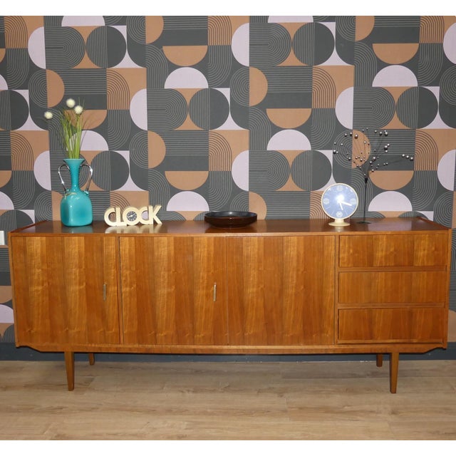 Beautiful, large, classic sideboard Late 1960s Real wood veneer, walnut Simple and streamlined design blends beautifully...