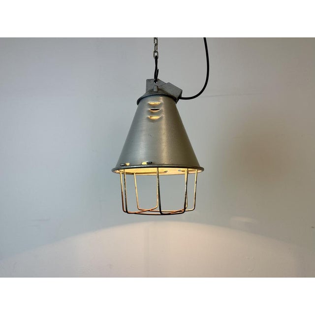 Grey Industrial Aluminium Cage Pendant Lamp, 1970s For Sale - Image 11 of 18