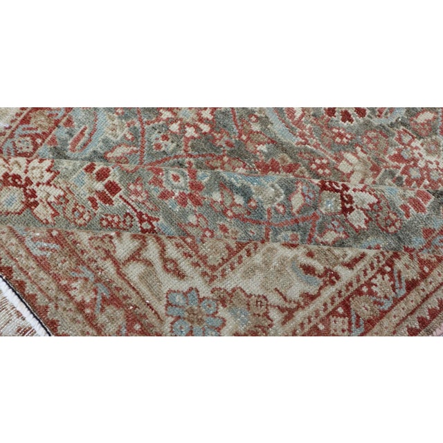 Textile Squared Shape Hand Knotted Antique Persian Fine Hamadan Rug With All Over Geometric Design For Sale - Image 7 of 9