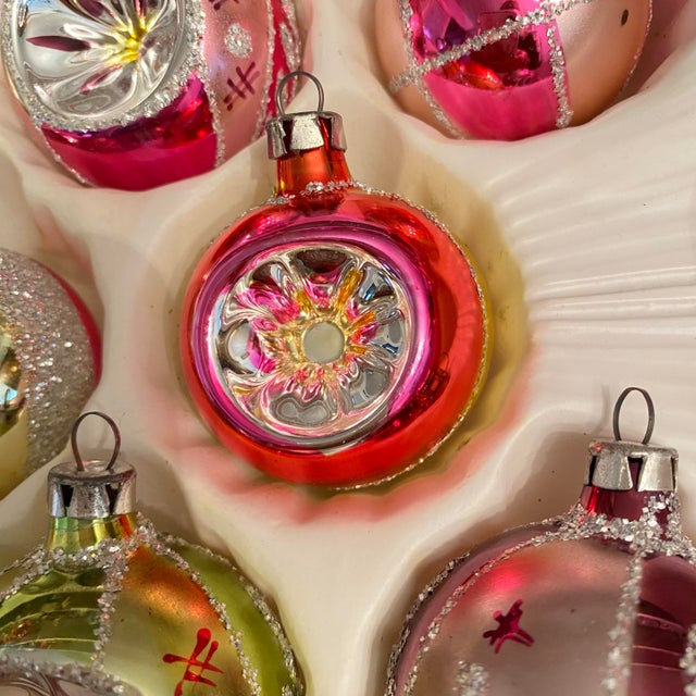 Pink Vintage German Glass Christmas Tree Ornaments - Set of 8 For Sale - Image 8 of 18
