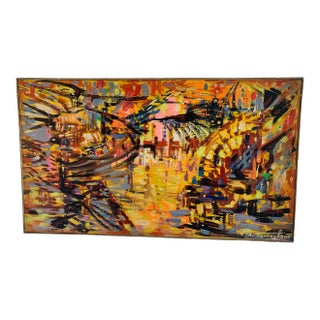 A. Tartaglione Painting Signed Acrylic on Canvas Painting For Sale