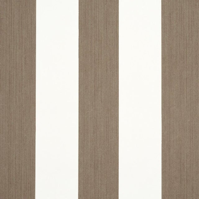 SAMPLE - Schumacher Edwin Stripe Wide Wallpaper In Mocha For Sale