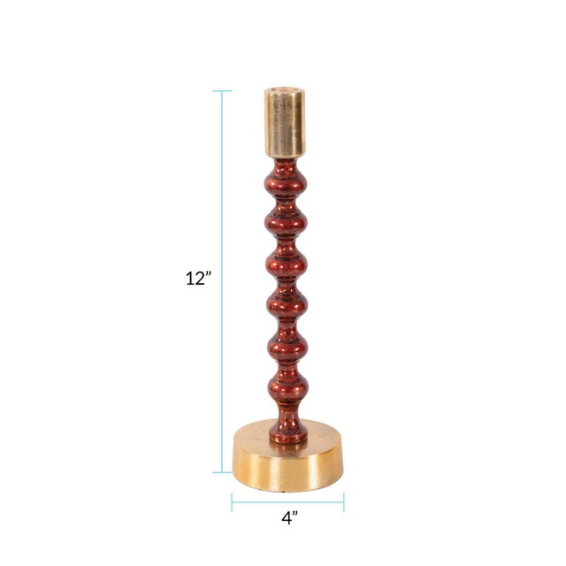 Sharma Crimson Gold Rounded Candlestick- Tall For Sale - Image 11 of 11