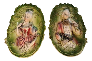 Pre-War Porcelain Pictures, 1890s, Set of 2