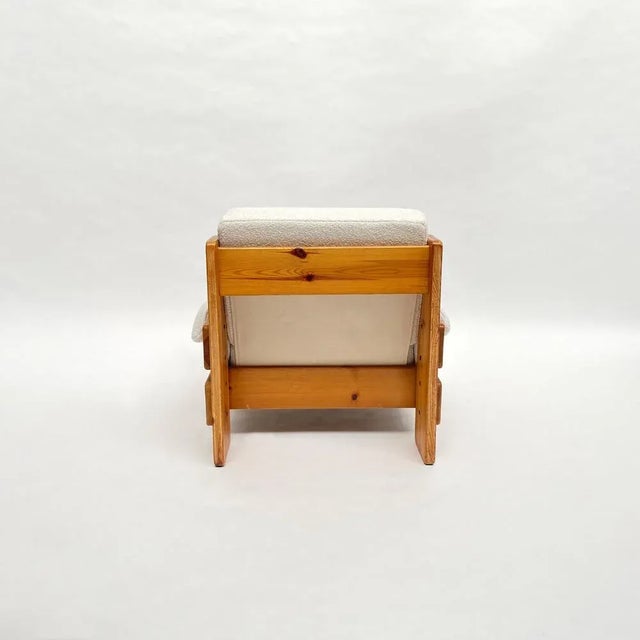 Mid-Century Swedish Brutalist Lounge Chair in Solid Pine, 1970s For Sale - Image 5 of 17