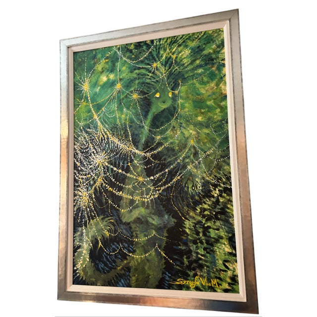 Dr Seuss Painting Green Cat With Lights Framed Very Rare For Sale - Image 10 of 17