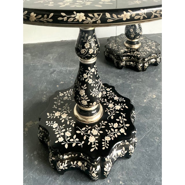 Wood Vintage Boho Hand Painted Side Tables - A Pair For Sale - Image 7 of 12