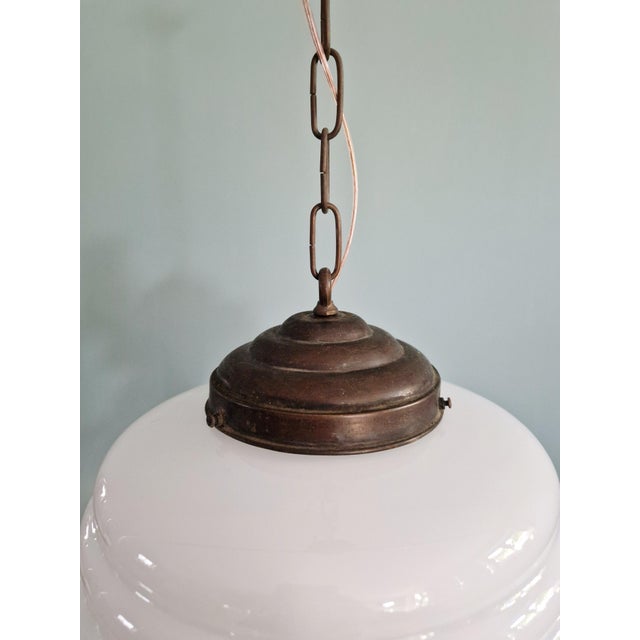 Art Deco Pendant Light in White Opaline Glass, 1920s For Sale - Image 6 of 12