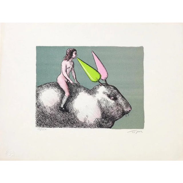 Roland TOPOR The Rabbit, 1973 Original lithograph On Arches paper Handsigned and numbered by pencil Edition of 150 Sheet...
