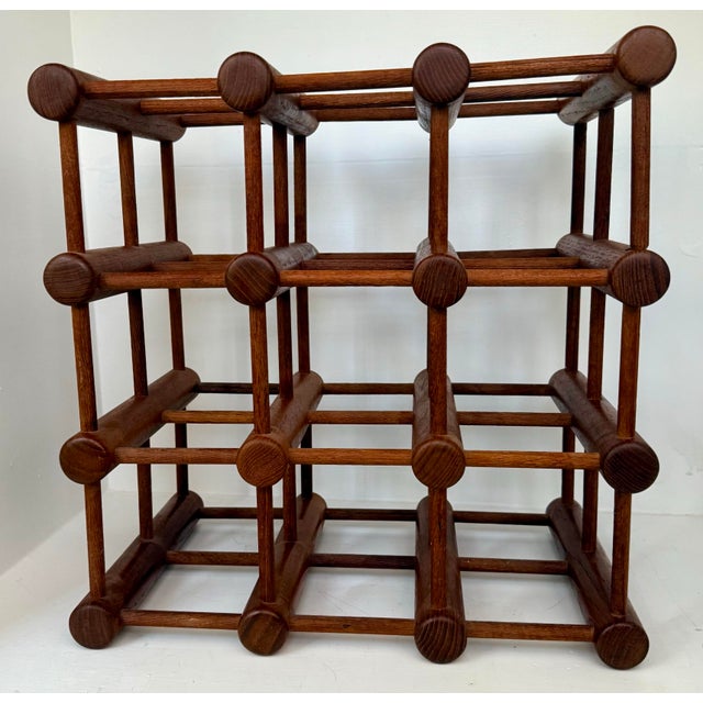Vintage Mid-Century Modern Teak Wood Adjustable Wine Rack Holds 12 Bottles in the Style of Nissen Langaa of Denmark For Sale - Image 11 of 12