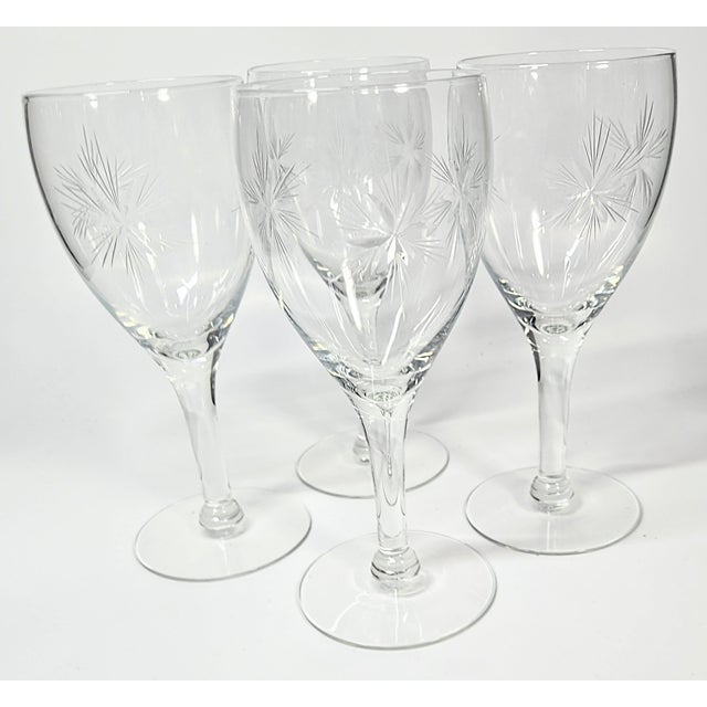 Mid 20th Century Handcut Starburst Goblets- Set of Four For Sale - Image 12 of 14