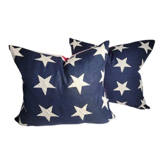 Early 20th Century 48 Star Double Sided Flag Pillows -Pair For Sale