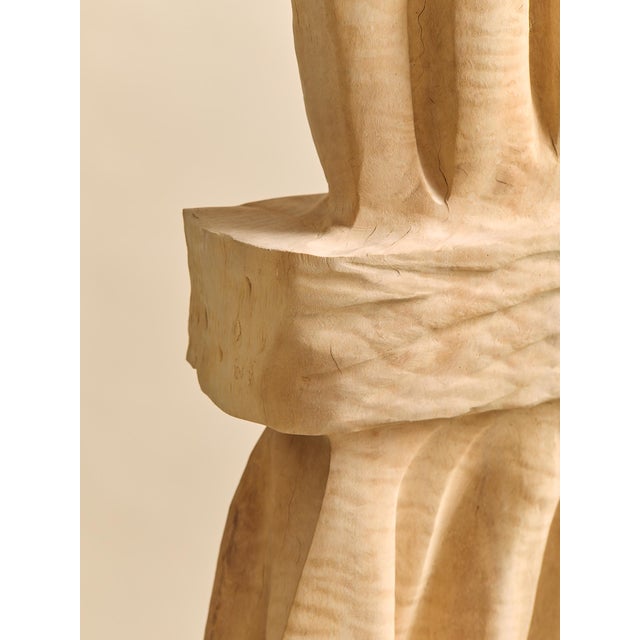 The Vintage Monumental Carved Curly Maple Drapery Sculpture- Artist Uknown For Sale - Image 9 of 13