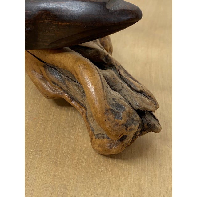 Wooden Dolphins Sculptures Mounted on a Piece of Driftwood For Sale In Philadelphia - Image 6 of 12