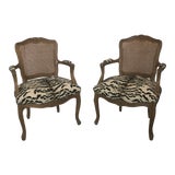 Image of Arm Chairs Upholstered in Scalamandre Tiger Print Fabric - A Pair For Sale