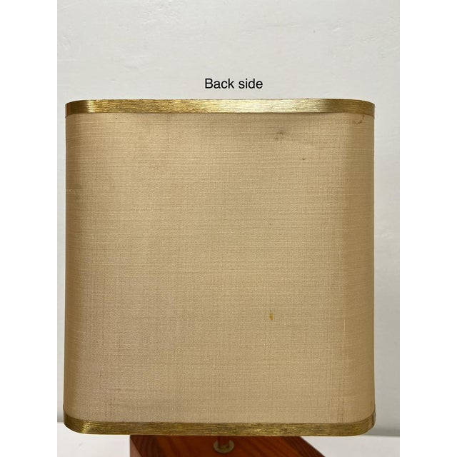 Brown Mid-Century Teak Block Table Lamp Tarogo, Japan, 1980s For Sale - Image 8 of 16
